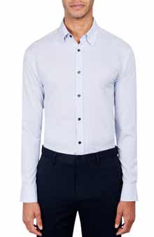 W.R.K Regular Fit Dot Print Performance Stretch Dress Shirt