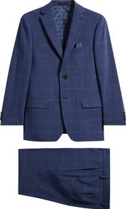 Tallia Kids' Blue Windowpane Stretch Suit