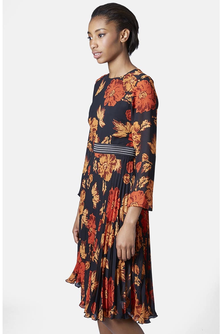 'Bloomsbury' Floral Print Midi Dress, Main, color, RED MULTI