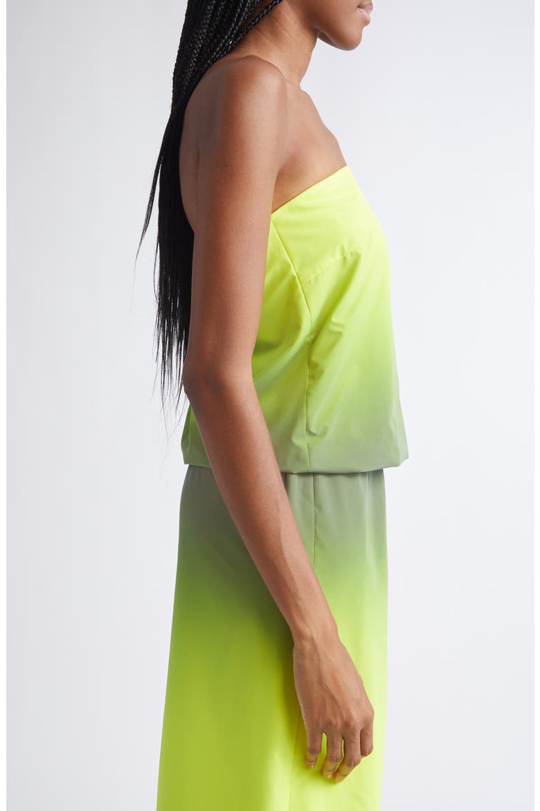 Gradient Reflective Strapless Bubble Top, Alternate, color, SILVER/ YELLOW