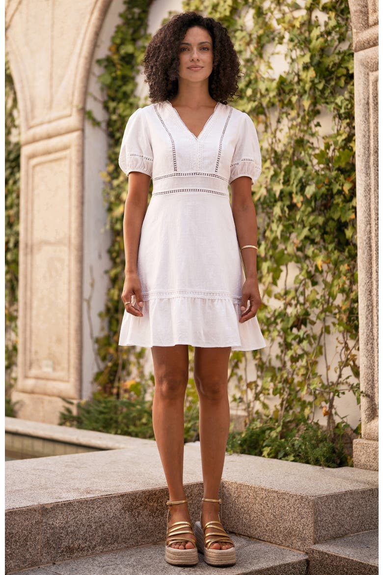 Cotton Lace Trim Skater Sun Dress, Alternate, color, White