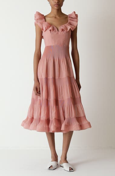 Zimmermann Pleated Frill Midi Dress | Nordstrom