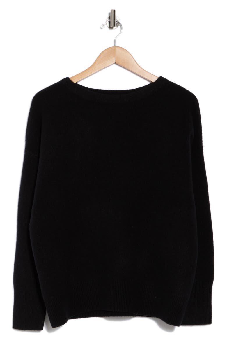 Boat Neck Wool & Cashmere Pullover Sweater, Alternate, color, BLACK
