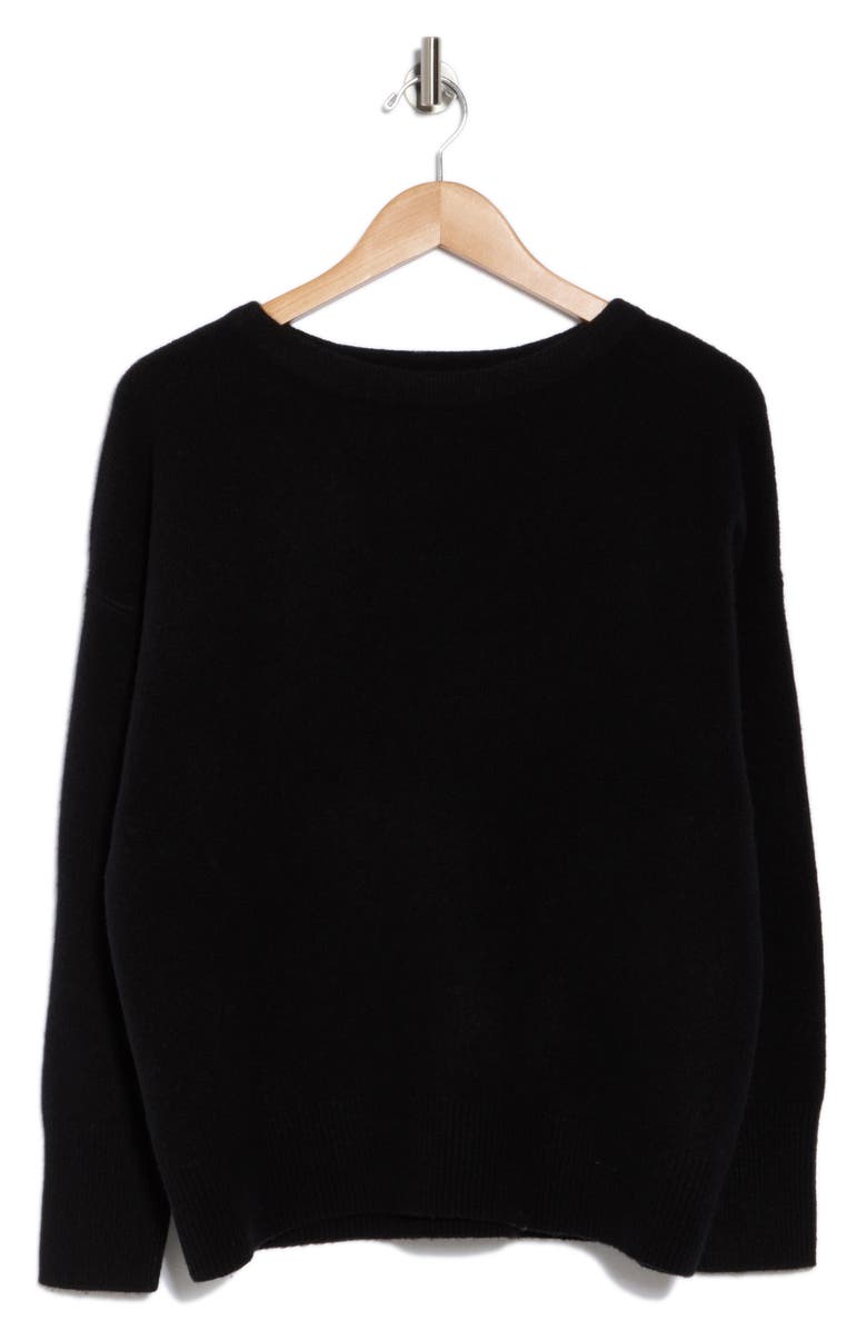 Vince Boat Neck Wool & Cashmere Pullover Sweater, Alternate, color, Black