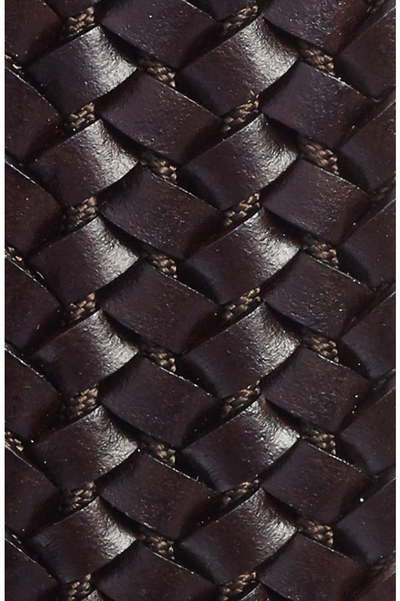 Woven Leather Belt, Alternate, color, BROWN