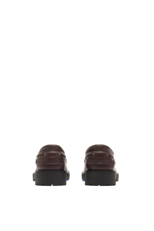 Burberry Raft Leather Loafers In Log