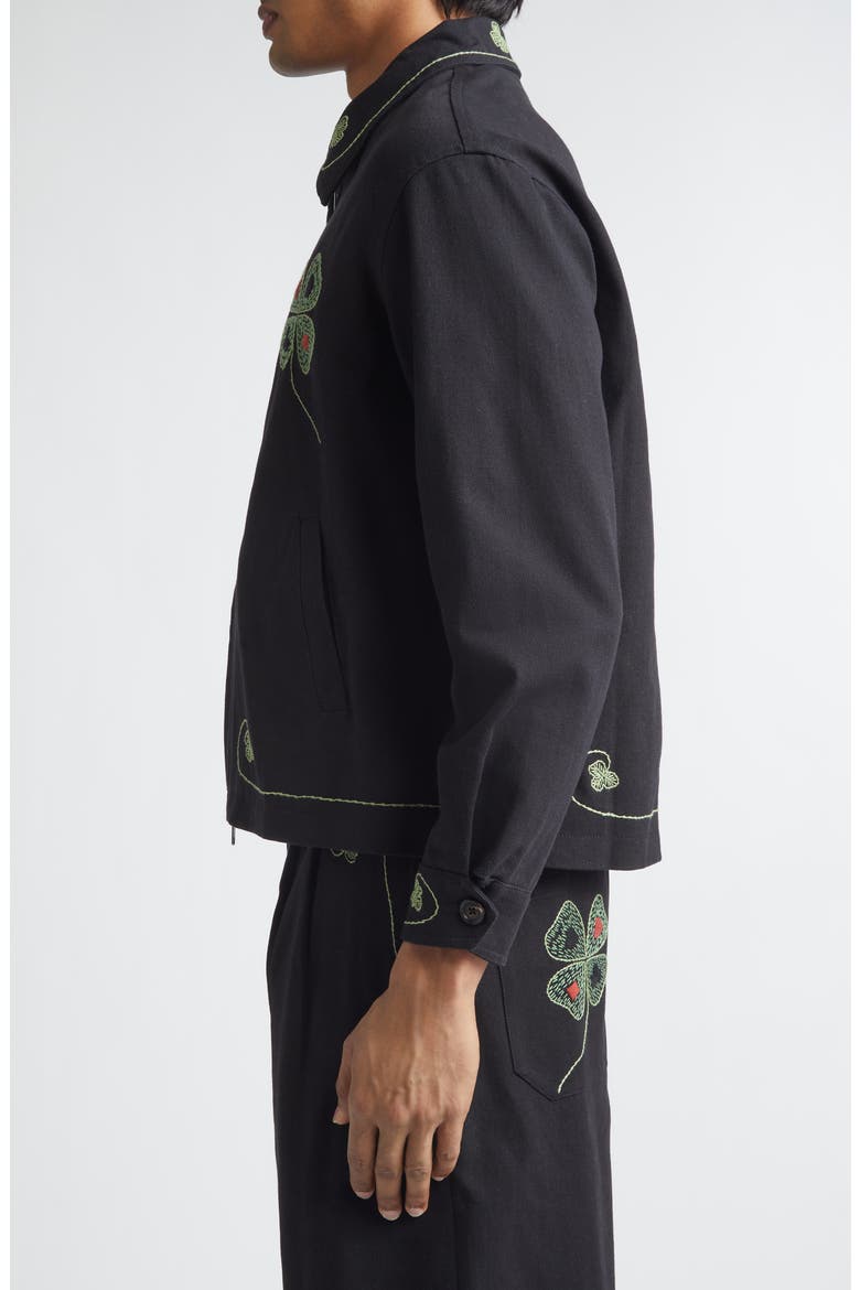 Lucky Draw Embroidered Cotton Twill Jacket, Alternate, color, BLACK