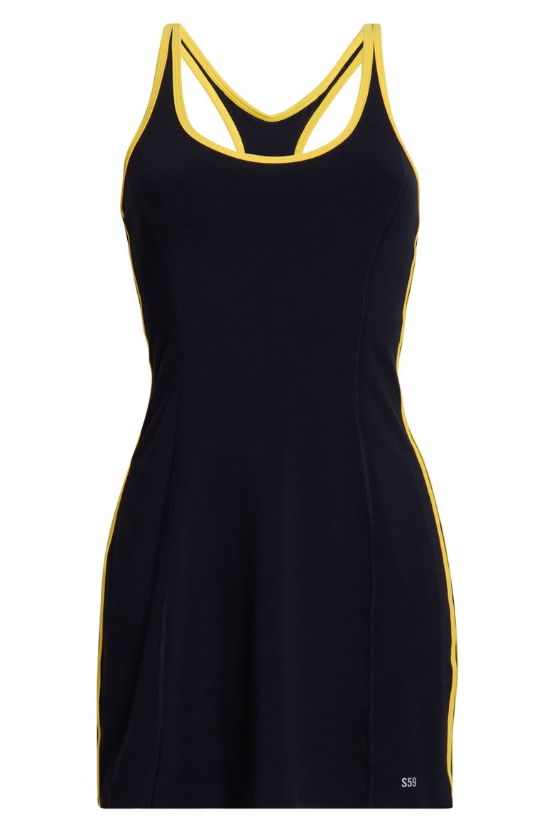 Ella Airweight Minidress, Alternate, color, INDIGO/ BRIGHT YELLOW