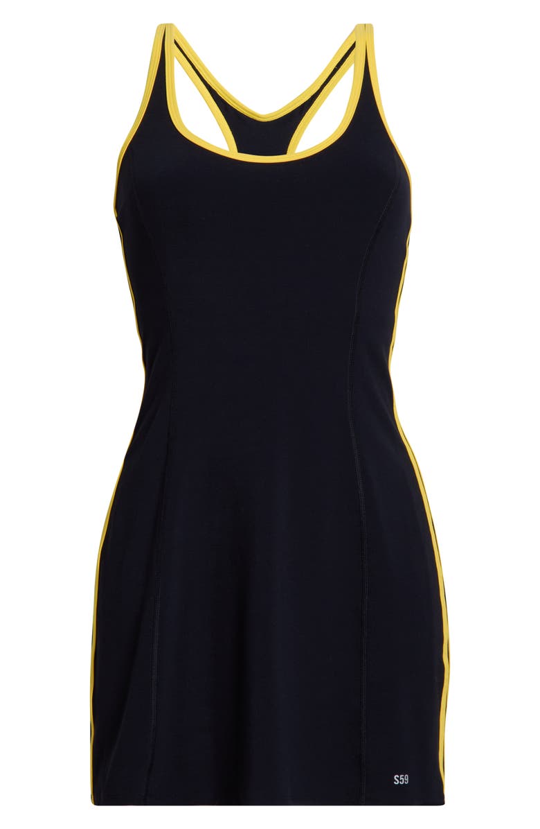 SPLITS59 Ella Airweight Minidress, Alternate, color, Indigo/ Bright Yellow