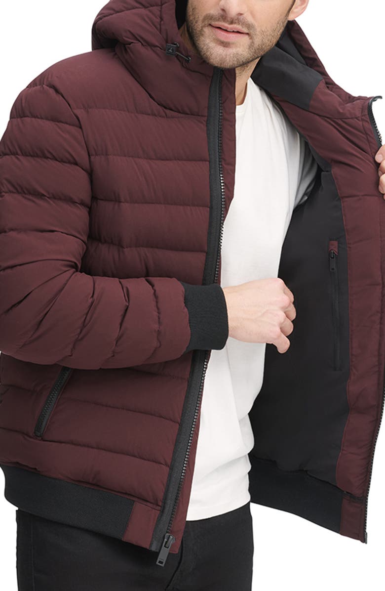 DKNY Zip Front Quilted Jacket, Alternate, color, Oxblood