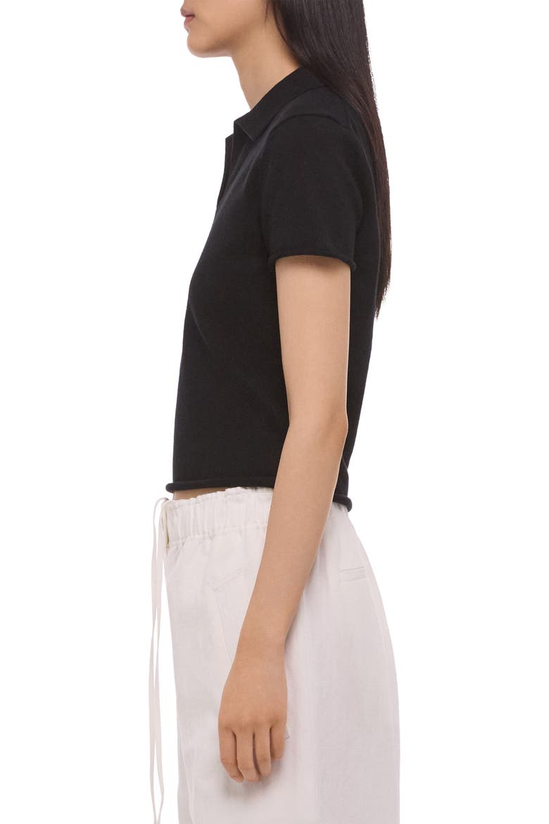 Shrunken Knit Polo, Alternate, color, BLACK