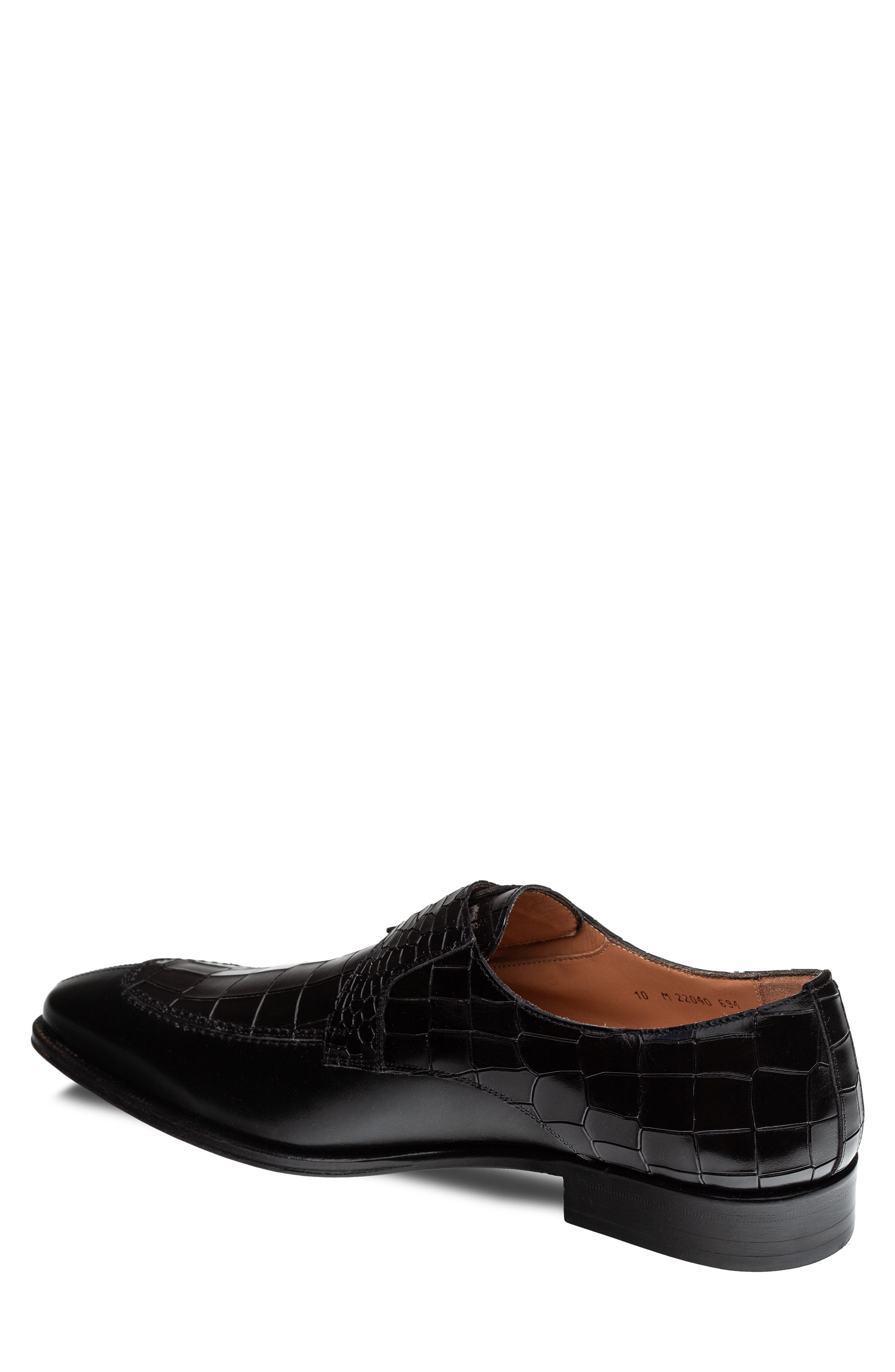 Leather Monk Strap Shoe, Alternate, color, BLACK