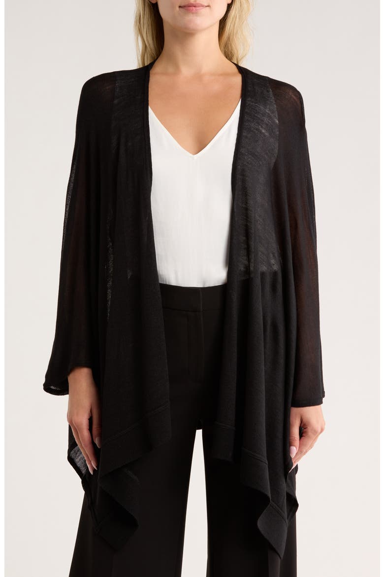 Lightweight Open Knit Topper, Main, color, BLACK