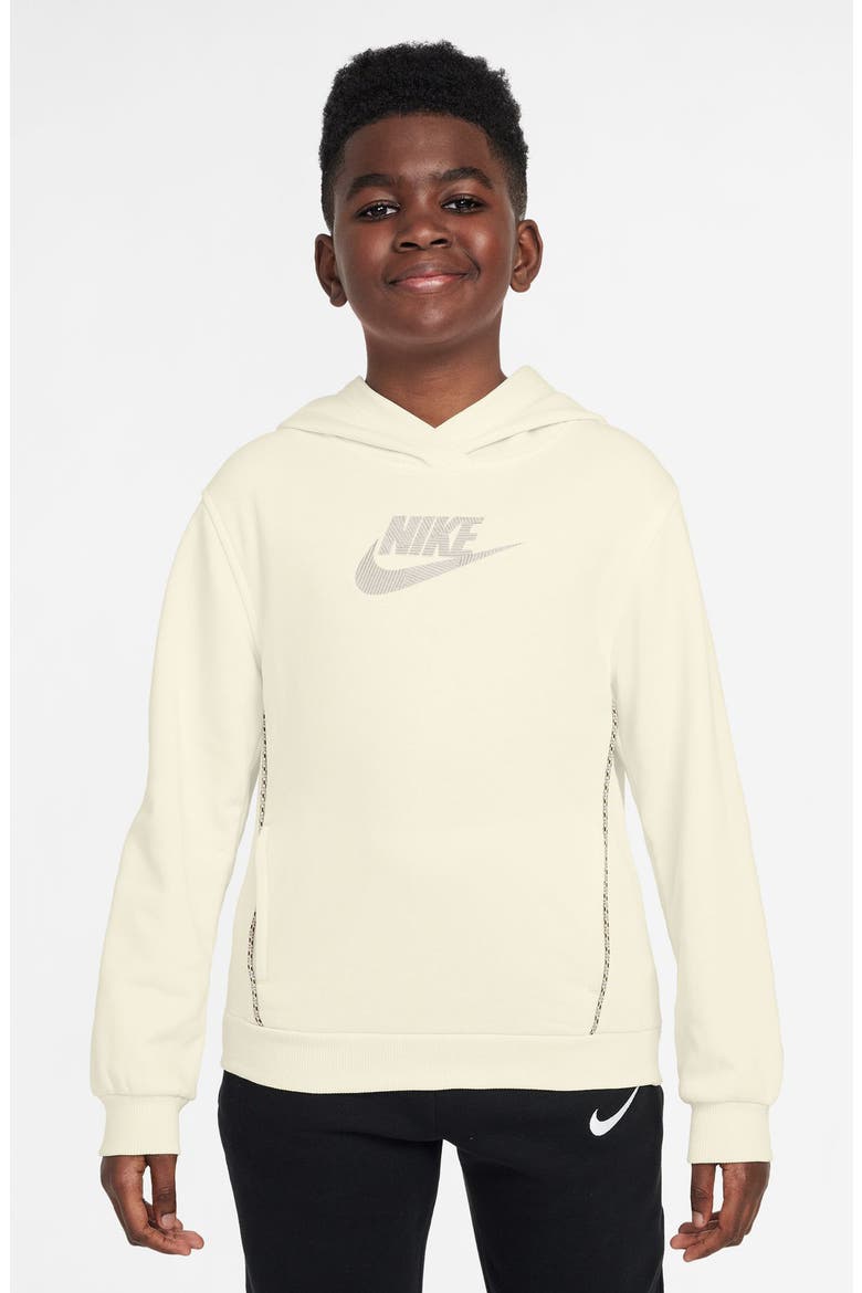 Kids' Cotton French Terry Hoodie, Main, color, SOFT PEARL/ OREWOOD BROWN