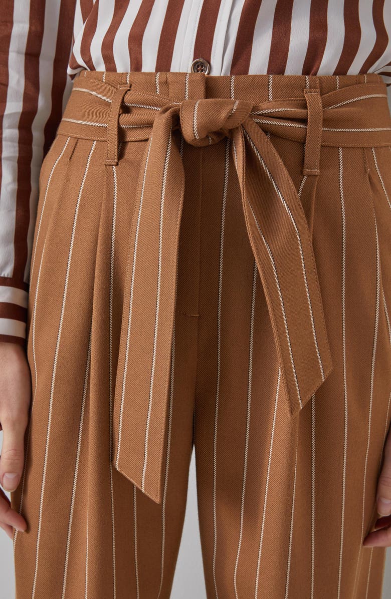 LK Bennett Ellis Stripe Tie Waist Straight Leg Pants, Alternate, color, 