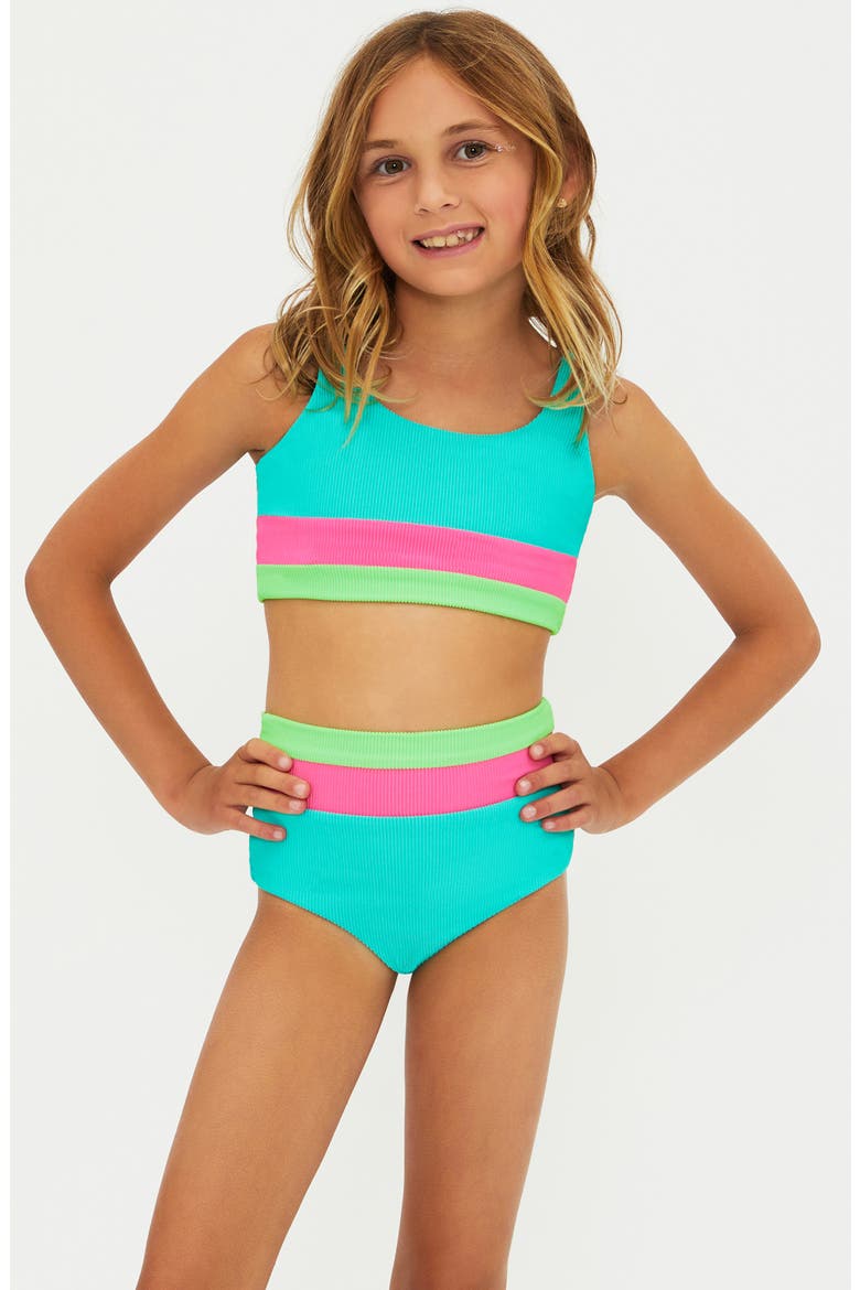 Kids' Little Mackenzie Heidi Two-Piece Swimsuit, Main, color, STRAWBERRY ICE COLORBLOCK