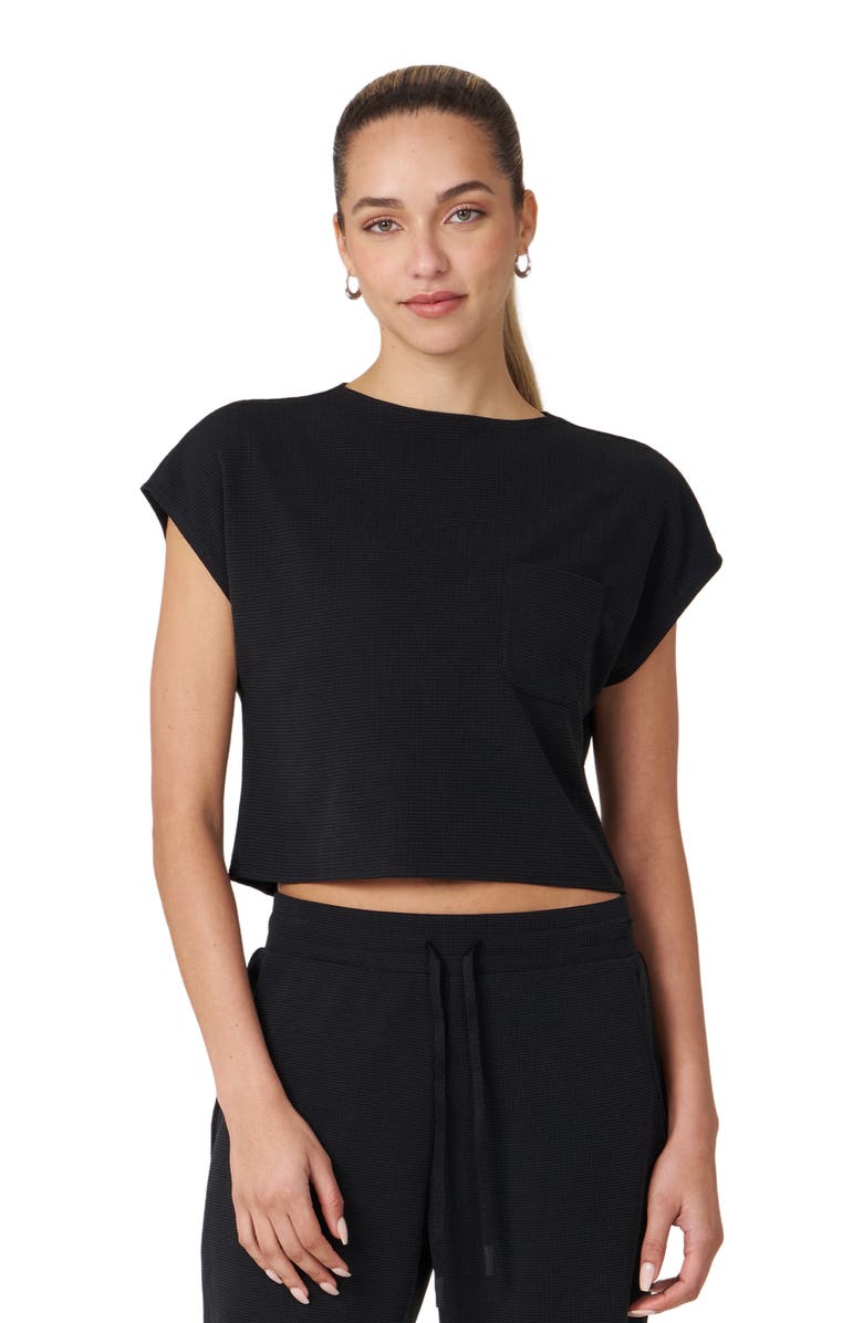 Rebody Active Retreat Pocket Waffle Tee, Main, color, Black