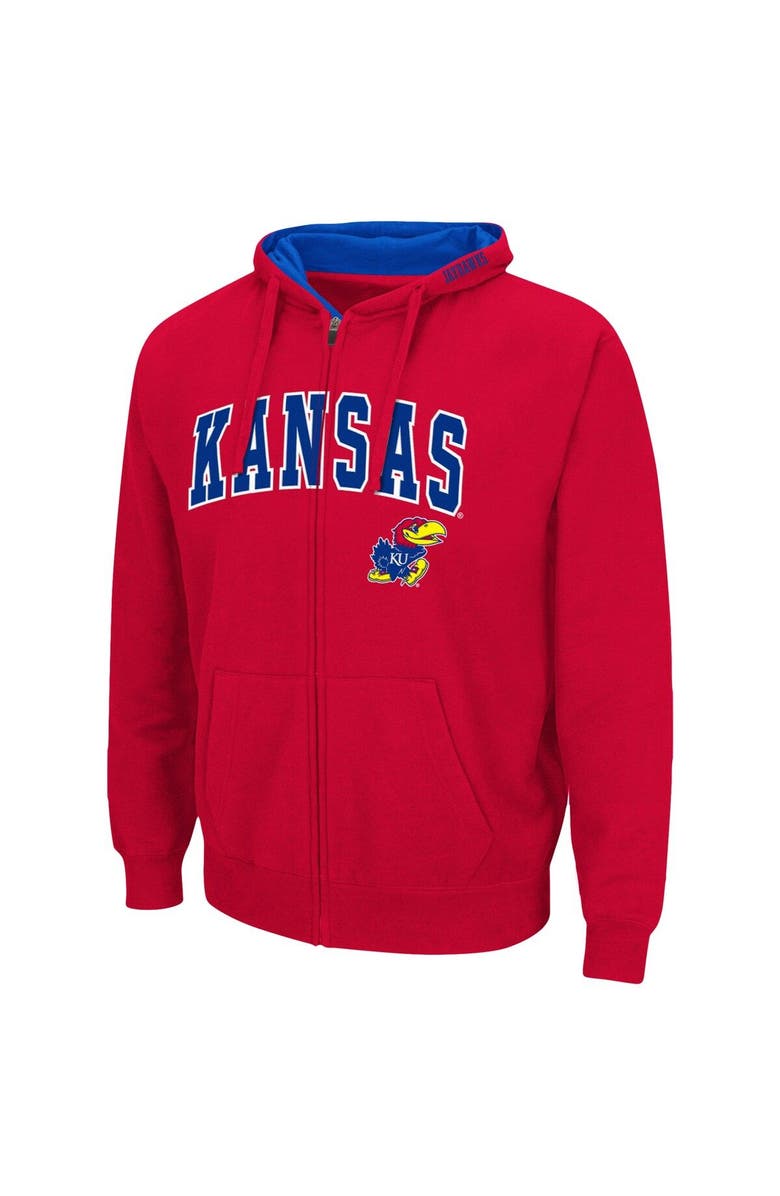 COLOSSEUM Men's Colosseum Red Kansas Jayhawks Arch & Logo 3.0 Full-Zip Hoodie, Alternate, color, Red