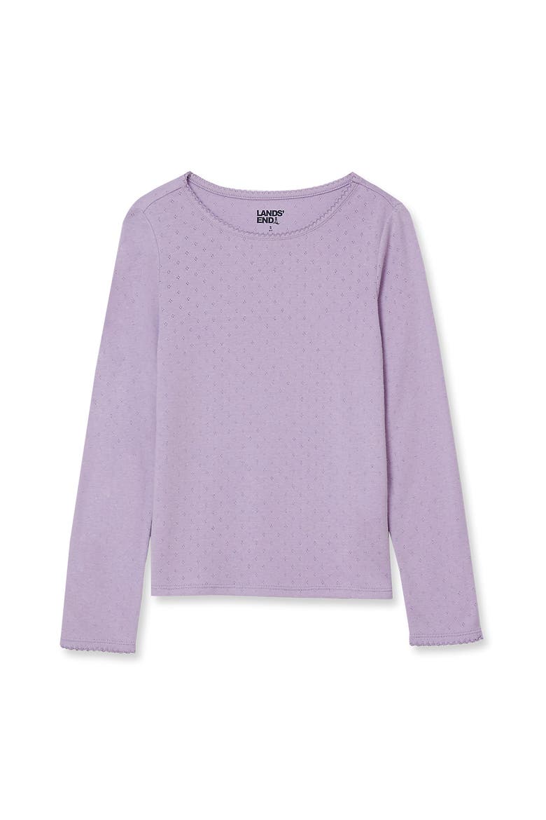 Girls Long Sleeve Pointelle Knit Shirt, Main, color, Lilac Breeze