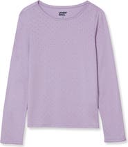Lands' End Girls Long Sleeve Pointelle Knit Shirt