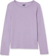 Lands' End Girls Long Sleeve Pointelle Knit Shirt