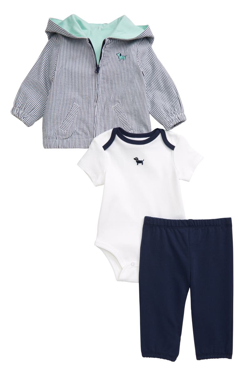 Little Me Top Dog Jacket, Bodysuit & Leggings Set, Main, color, 