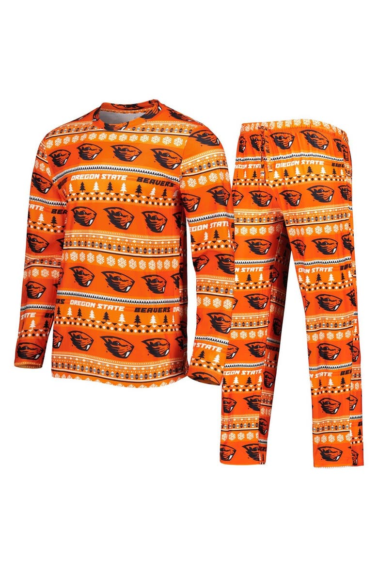 Men's Concepts Sport Orange Oregon State Beavers Swivel Long Sleeve T-Shirt & Pants Sleep Set, Main, color, Orange