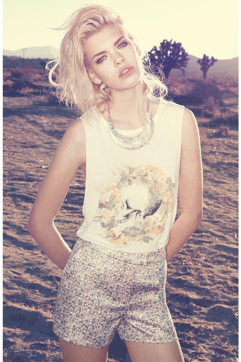 TWP 'Skull & Roses' Muscle Tee, Alternate, color, WHITE