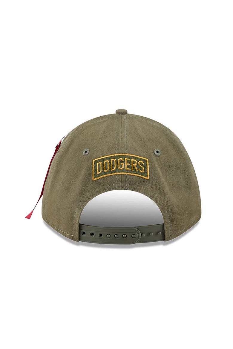 Men's New Era x Alpha Industries  Olive Los Angeles Dodgers A-Frame 9FORTY Adjustable Hat, Alternate, color, Olive