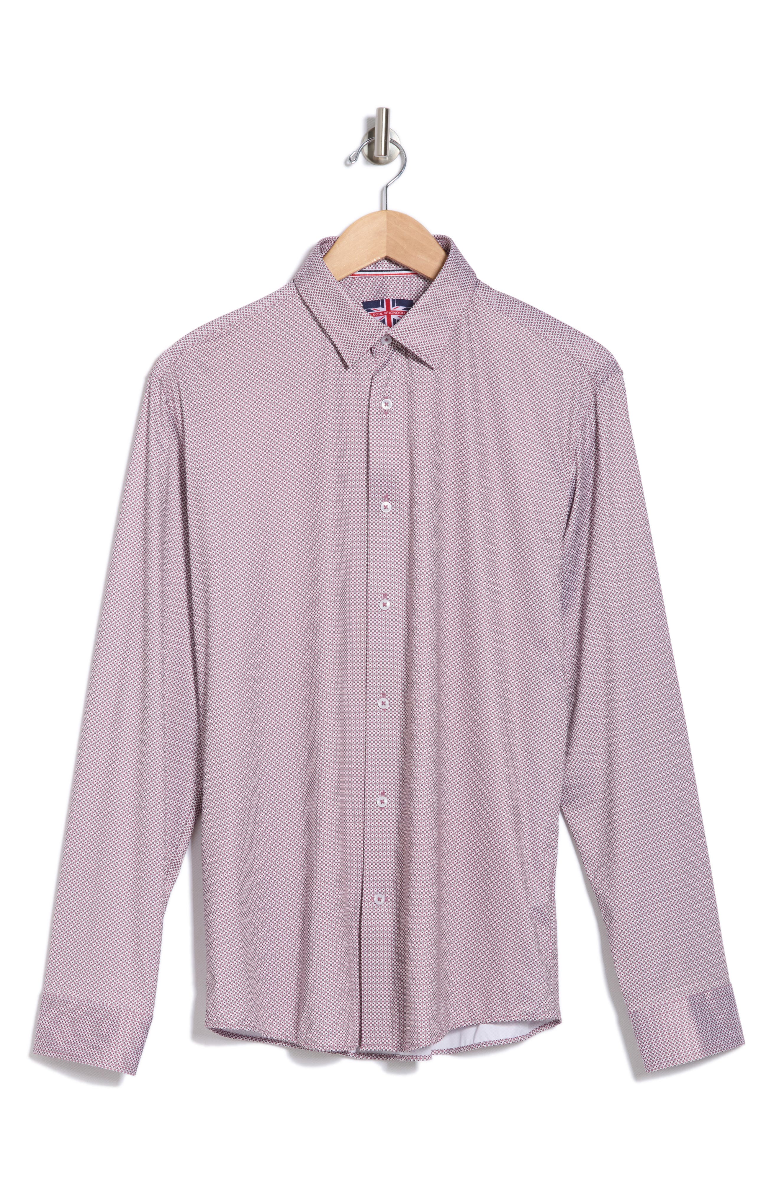 SOUL OF LONDON Micro Dot Stretch Button-Up Sport Shirt (Men ...