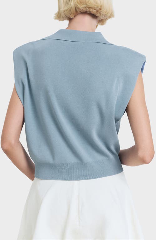 Mango Padded Shoulder Sweater Vest In Blue