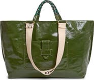Clare V. Grande Bateau Crinkle Patent Leather Tote