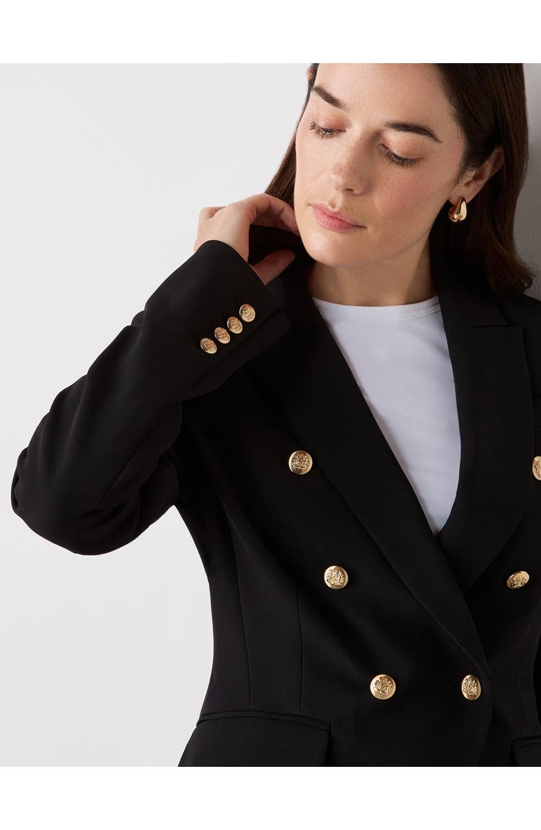 Finery London Lydia Long Sleeve Button Detail Blazer, Alternate, color, Black