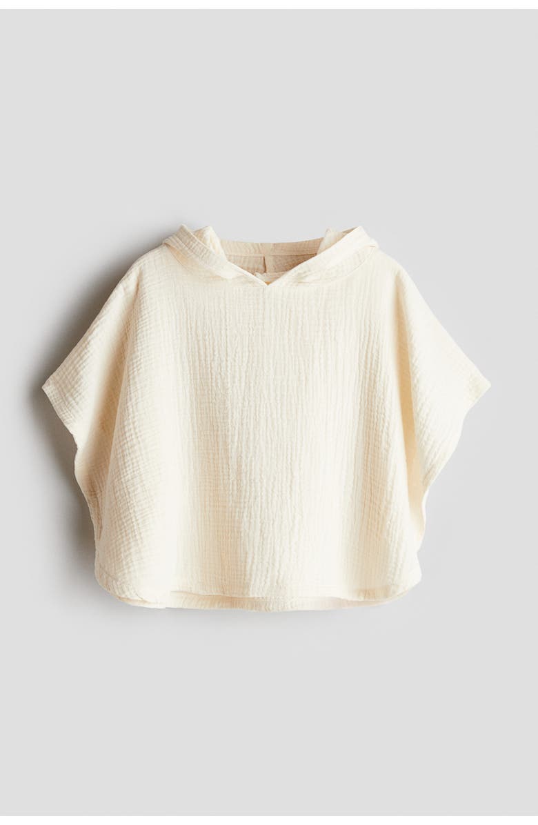 H&M Cotton Muslin Poncho Towel, Main, color, Cream