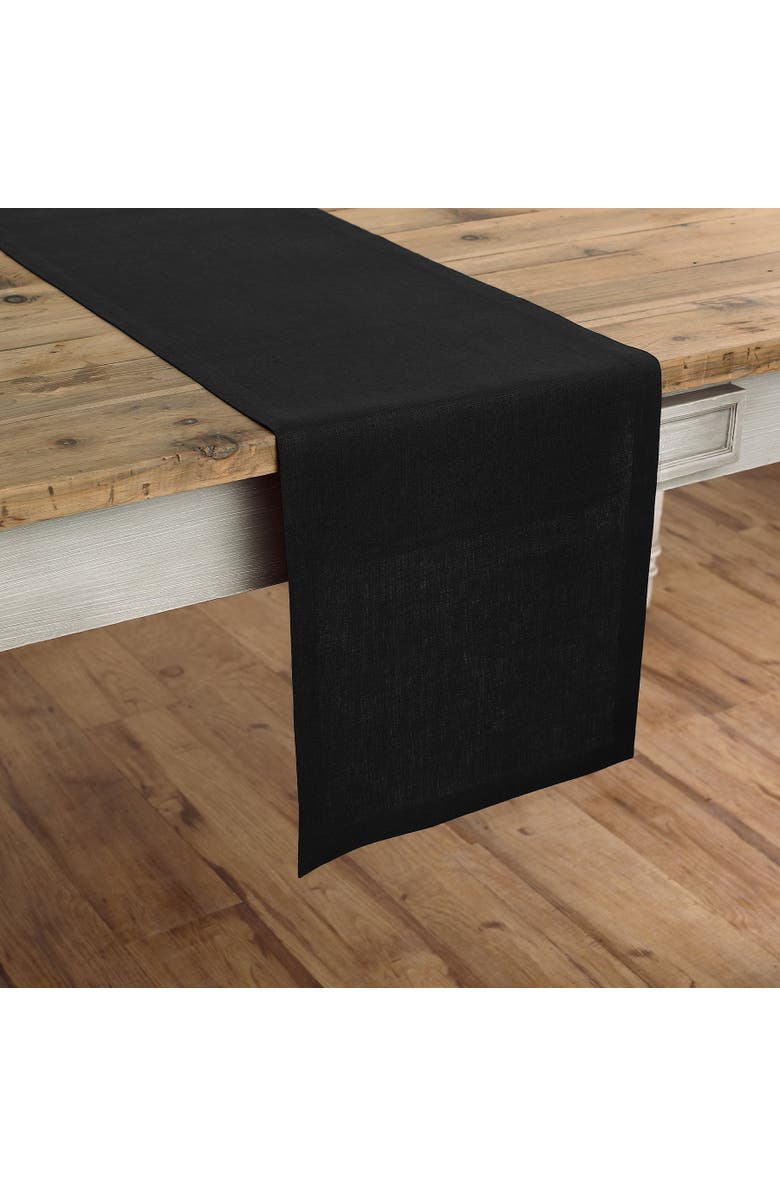 Solino Home Linen Table Runner for Dining Table, Holiday and Everyday Table Decor - Fete, Main, color, Black