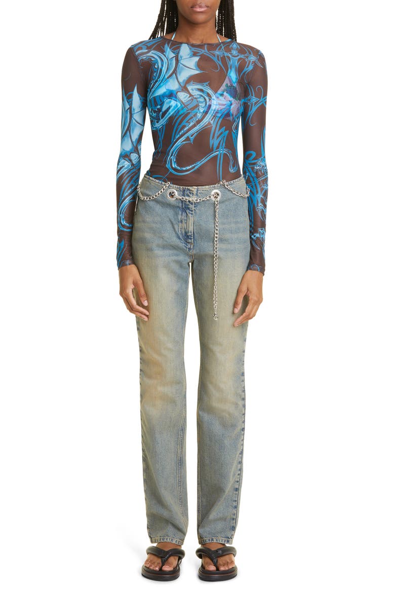 Tattoo Print Long Sleeve Mesh T-Shirt, Alternate, color, TATTOO-BLUE