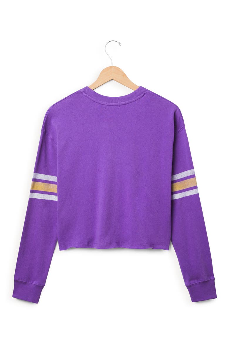 Ravens Retro Cropped Graphic Sweatshirt, Alternate, color, PURPLE