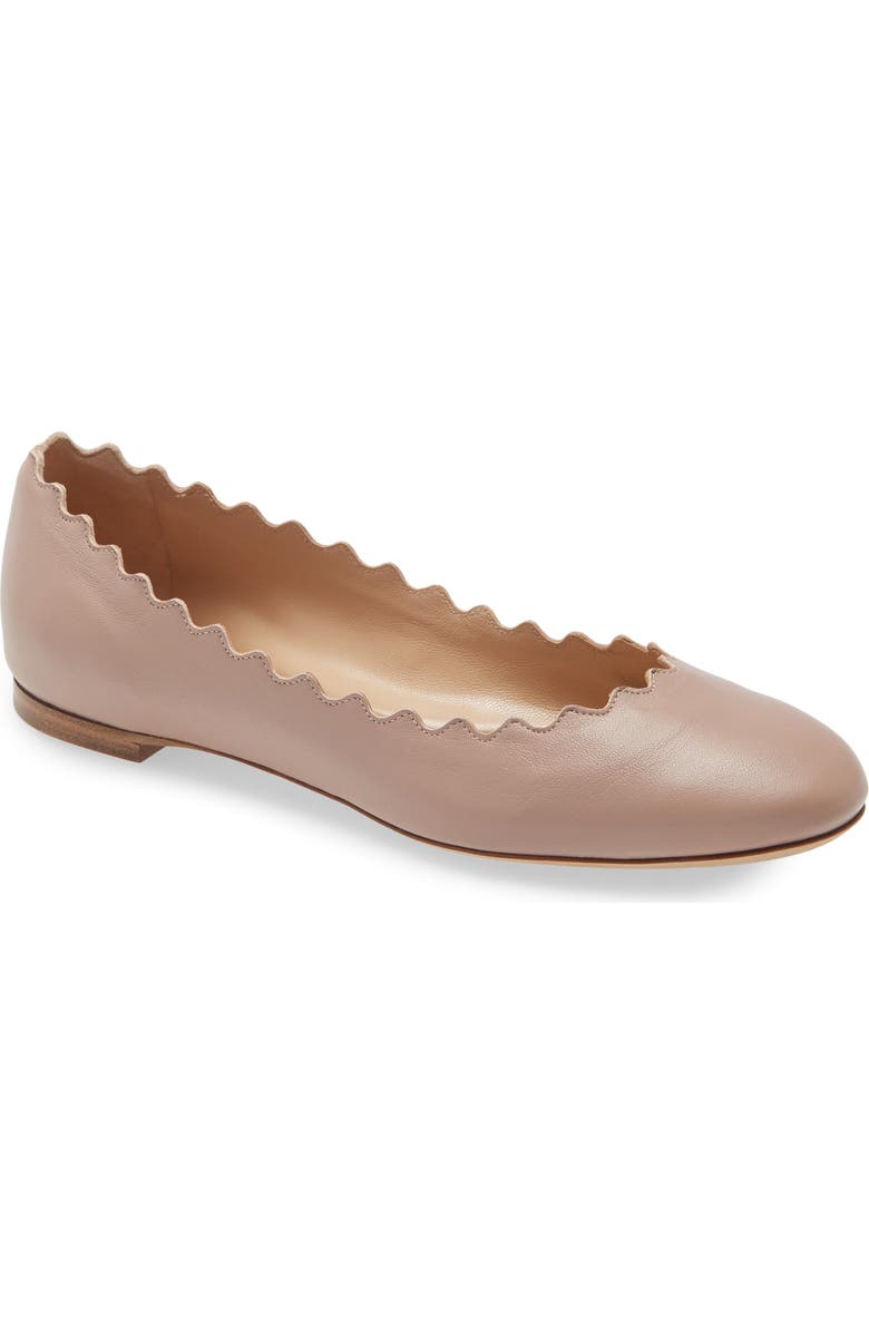 Chloé Lauren Scalloped Ballet Flat, Main, color, Pink Tea