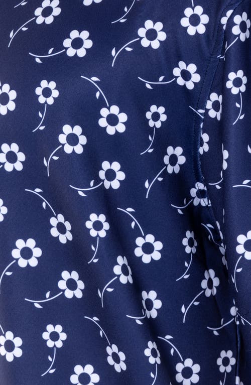 Vast Positive Floral Short Sleeve Performance Button-up Shirt In Navy