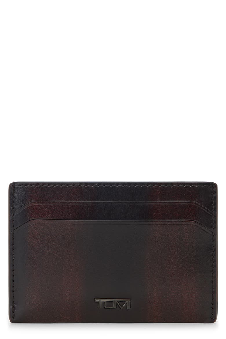 Nassau Slim Leather Card Case, Main, color, BURNISHED WINE OMBRE