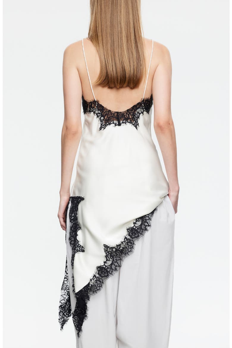 Emerging Lace Trim Asymmetric Slipdress, Alternate, color, PORCELAIN