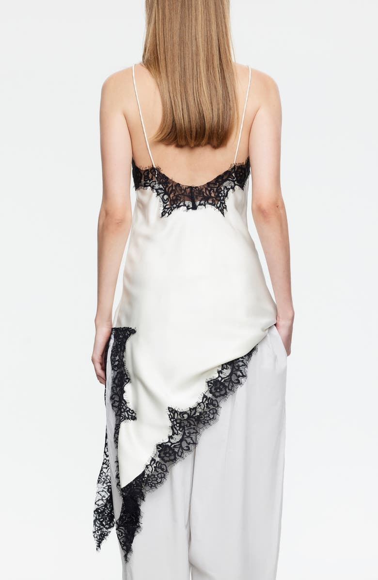 LIONESS Emerging Lace Trim Asymmetric Slipdress, Alternate, color, Porcelain