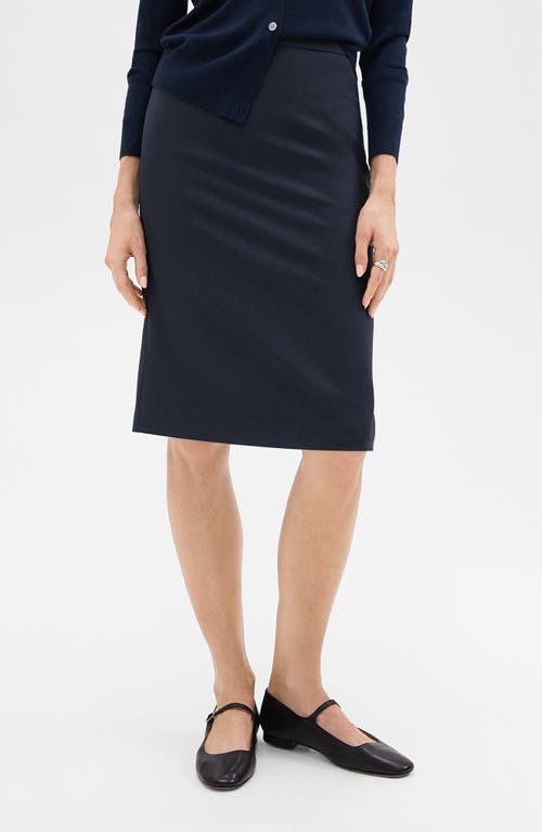 Theory Trace Slim Fit Stretch Wool Skirt In Nocturne Navy