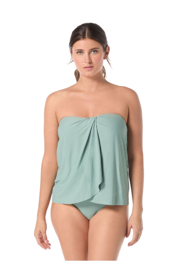 Clarity Bandeau Tankini Swim Top, Main, color, Beach Grass