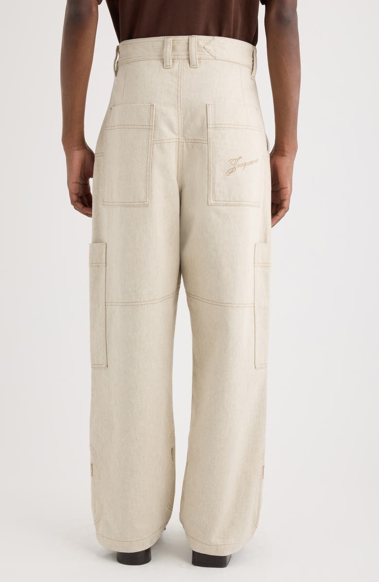 Jacquemus Le Cargo de-Nîmes Carre Cargo Jeans, Alternate, color, Light Beige