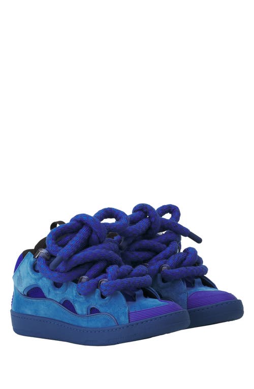 Lanvin Curb Sneakers In Leather With Snake Laces In Multi