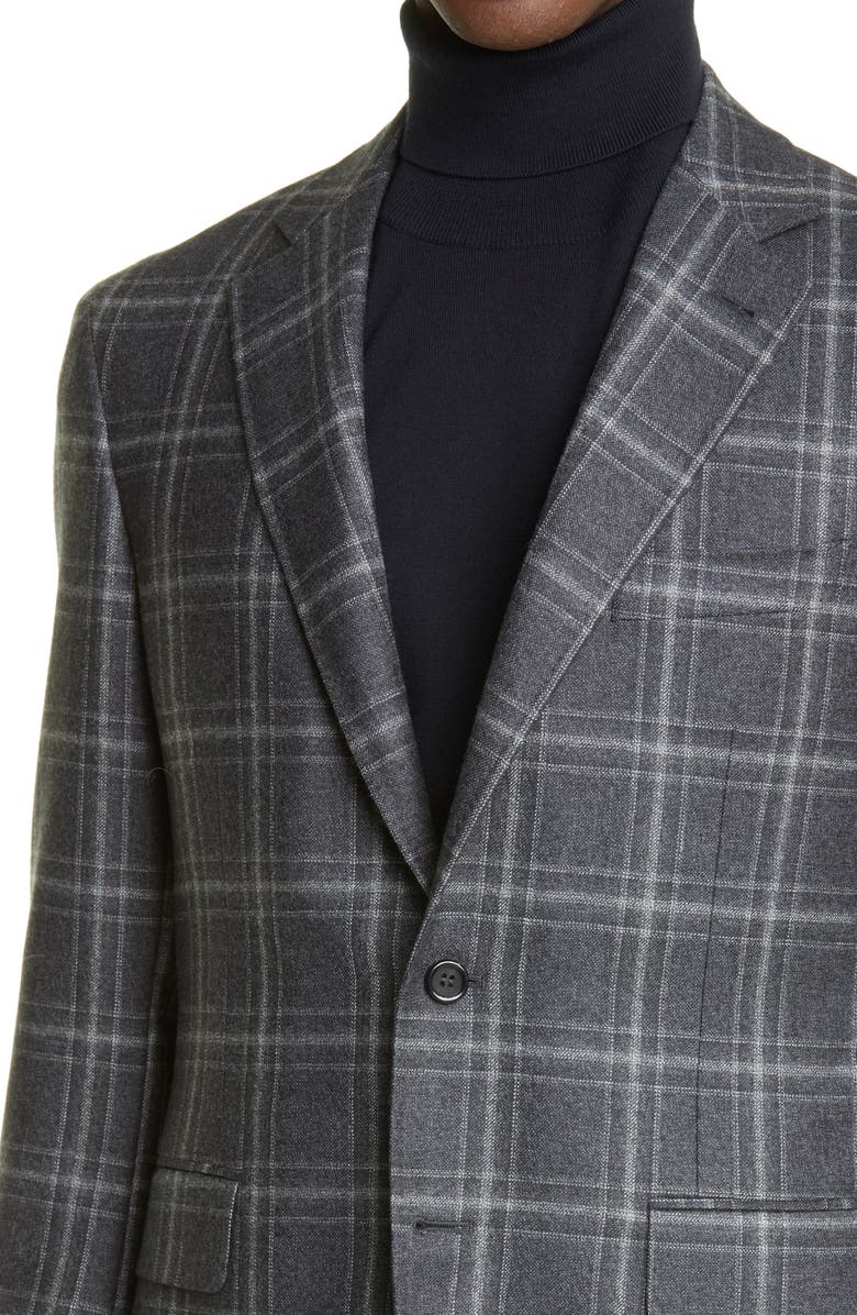 Canali Kei Classic Fit Plaid Wool Sport Coat, Alternate, color, 