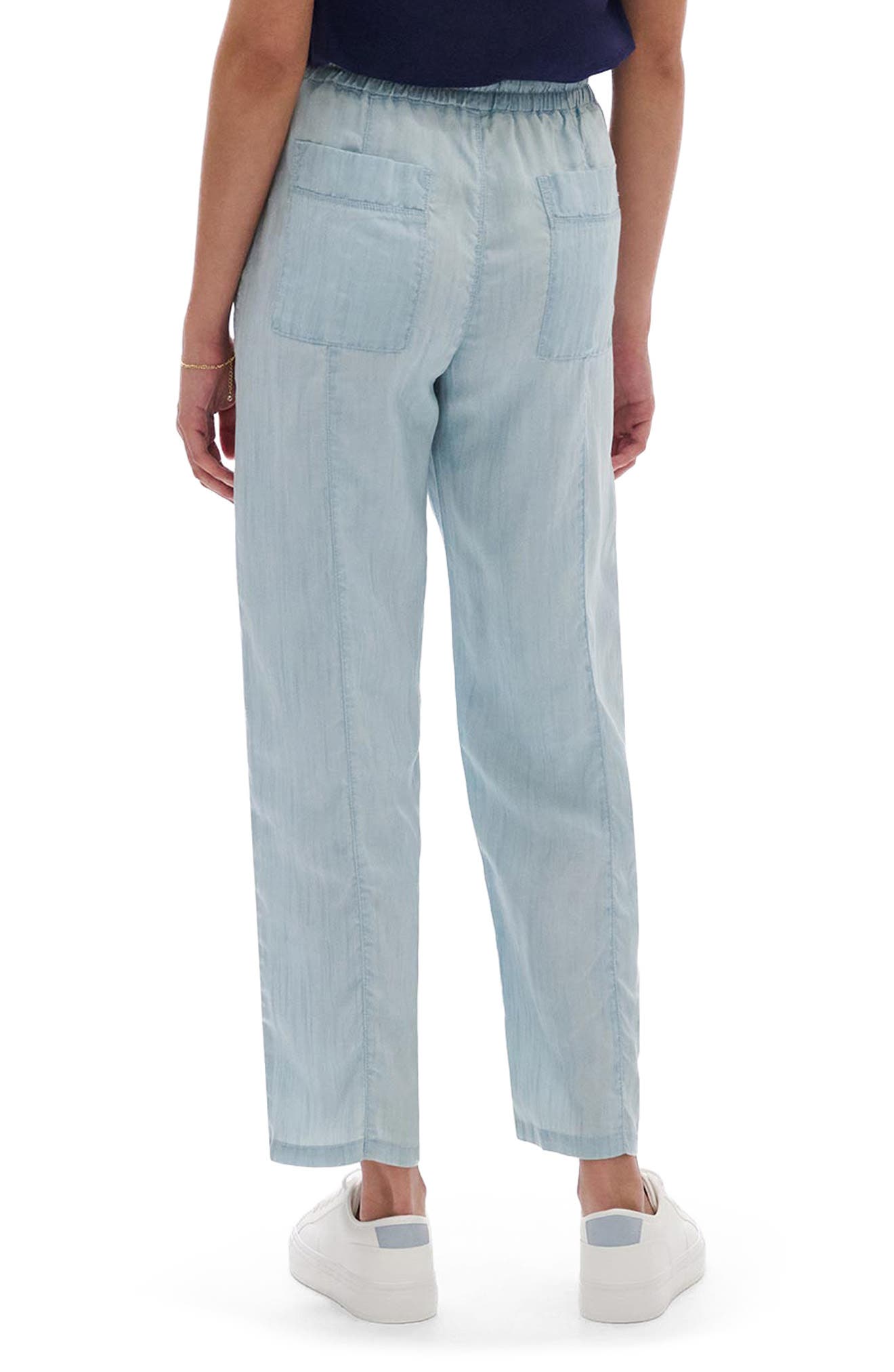 Drawstring Crop Straight Leg Chambray Pants - image 2