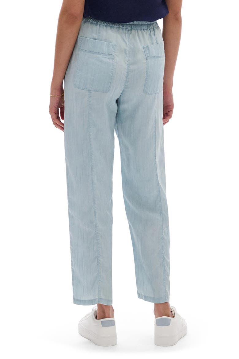 Drawstring Crop Straight Leg Chambray Pants, Alternate, color, BLUE