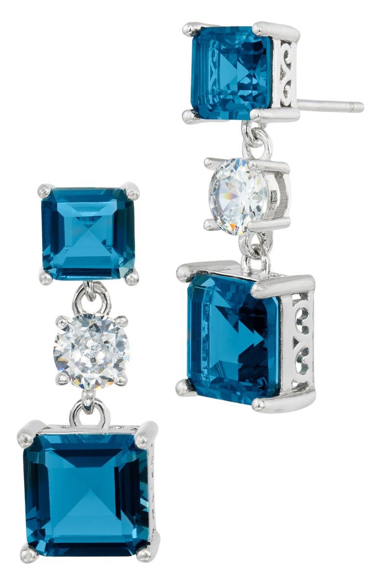 SAVVY CIE JEWELS Cubic Zirconia Drop Earrings, Main, color, White/Blue